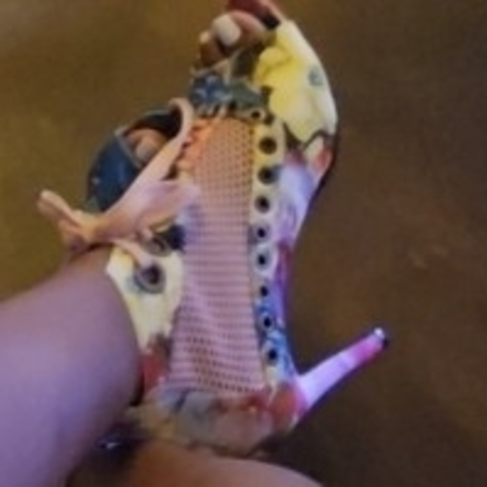 & Other Stories Multicolor Floral Lace-Up Heels